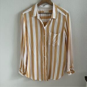 American Eagle Oversized Vertical Stripe Preppy School Girl Shirt Small